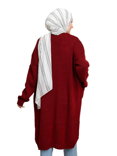 Brick Red E - Knit - Long Cardigan - Khotwh