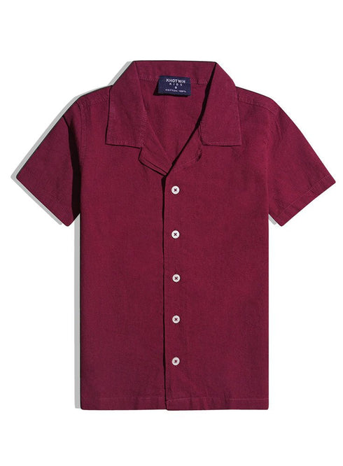 Brick Red Kids Linen Shirt - Khotwh