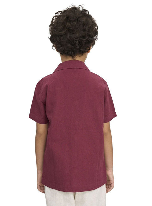 Brick Red Kids Linen Shirt - Khotwh