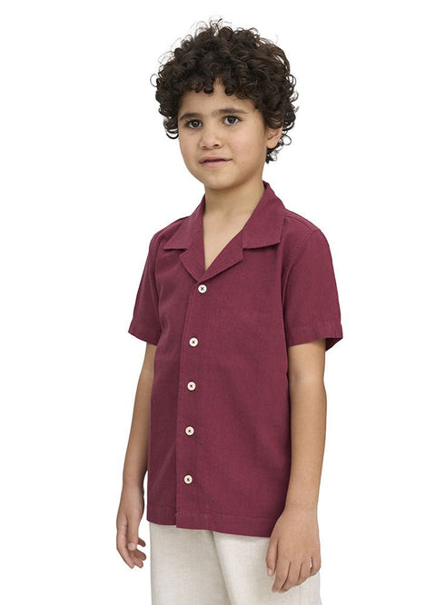 Brick Red Kids Linen Shirt - Khotwh