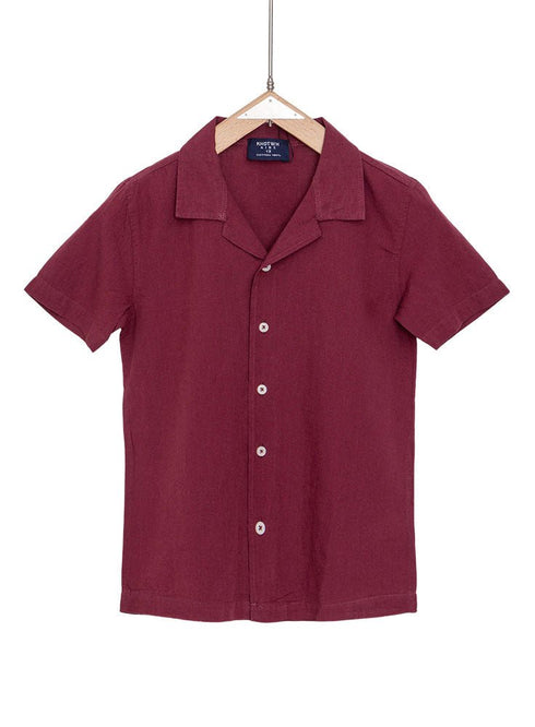 Brick Red Kids Linen Shirt - Khotwh