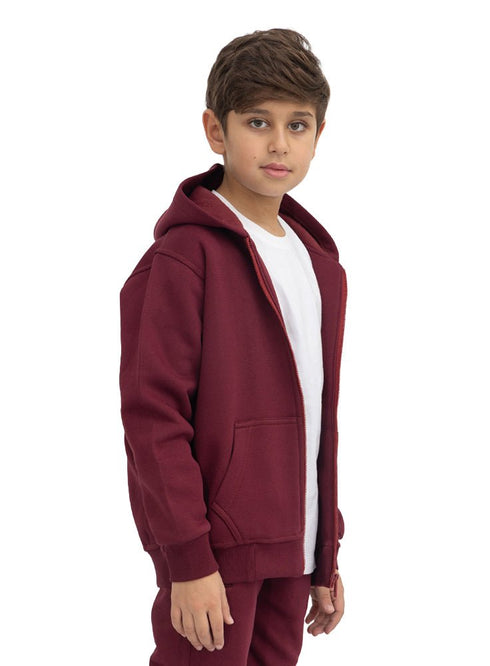 Brick Red Kids Sw-Zipper - Khotwh
