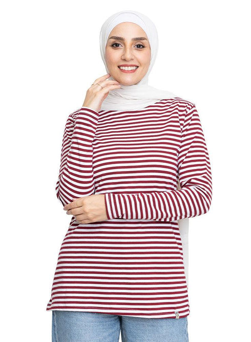 Brick Red Lines Long Sleeve - Khotwh