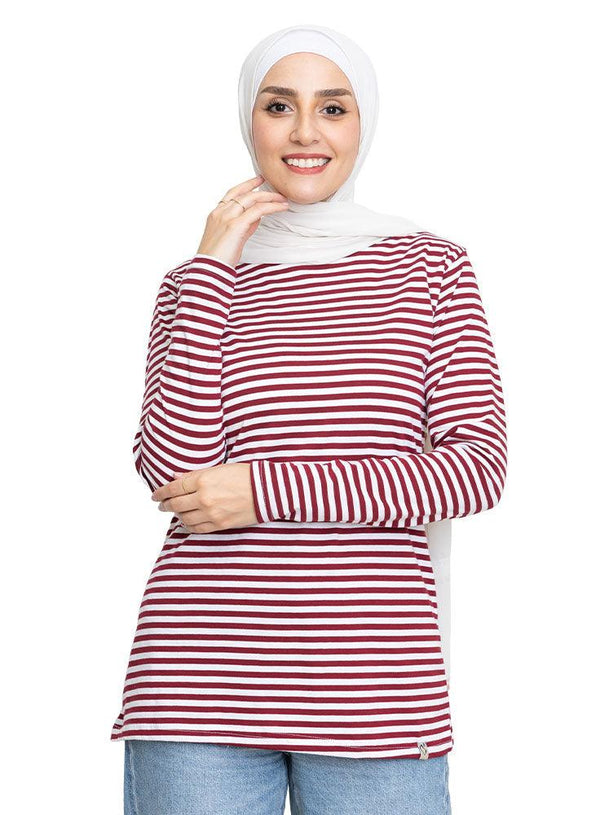 Brick Red Lines Long Sleeve - Khotwh