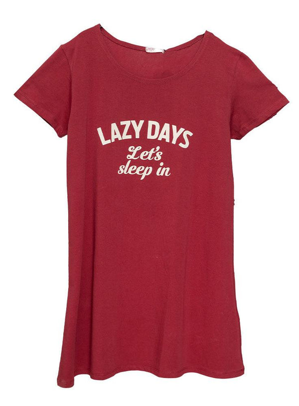 Brick Red Night Shirt - Design 11 - Khotwh