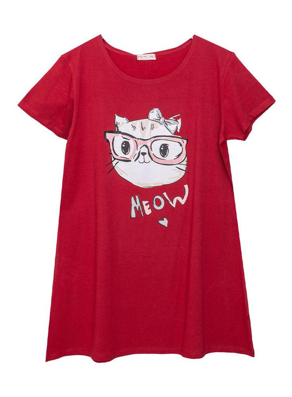 Brick Red Night Shirt - Design 15 - Khotwh