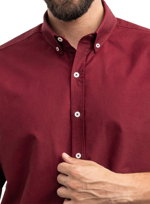 Brick Red Oxford Half Shirt - Khotwh