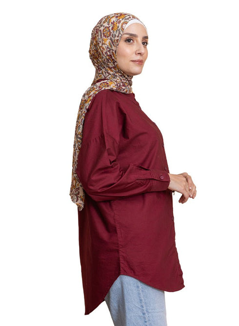 Brick Red Oxford Over Size Shirt - Khotwh