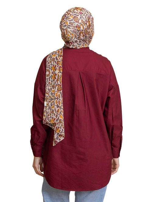 Brick Red Oxford Over Size Shirt - Khotwh