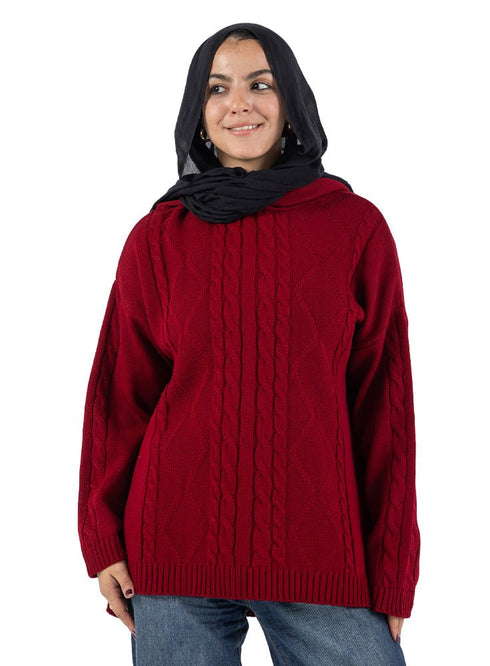 Brick Red plexus Hoodie Pullover - Khotwh