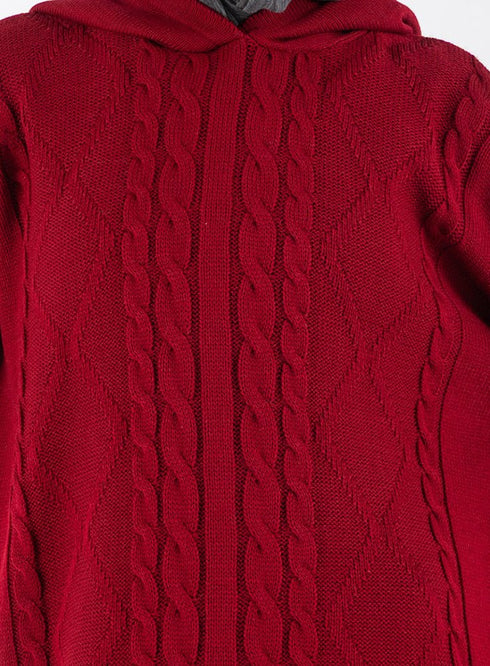 Brick Red plexus Hoodie Pullover - Khotwh