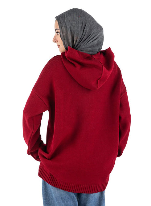 Brick Red plexus Hoodie Pullover - Khotwh