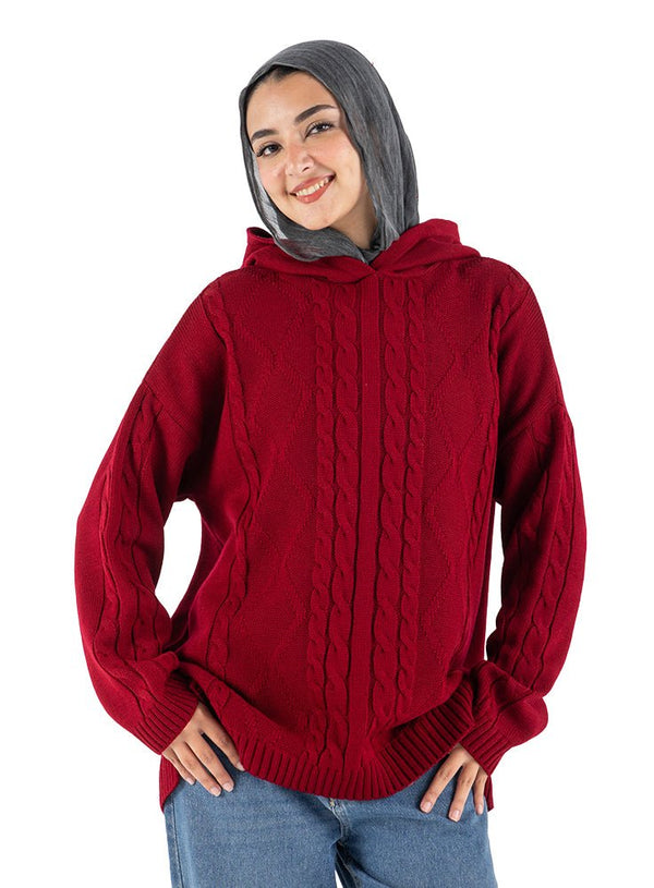 Brick Red plexus Hoodie Pullover - Khotwh