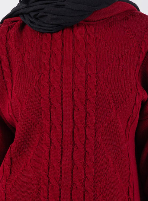 Brick Red plexus Hoodie Pullover - Khotwh