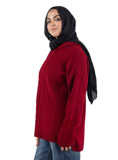 Brick Red plexus Hoodie Pullover - Khotwh