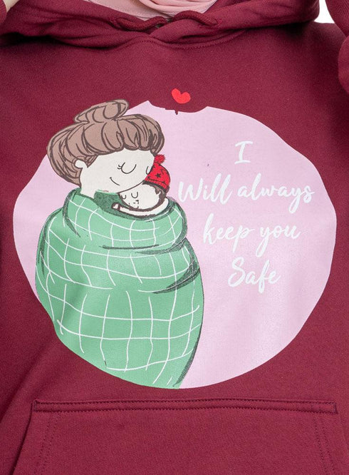 Brick Red Printed - HoodieV Design 62 - Khotwh