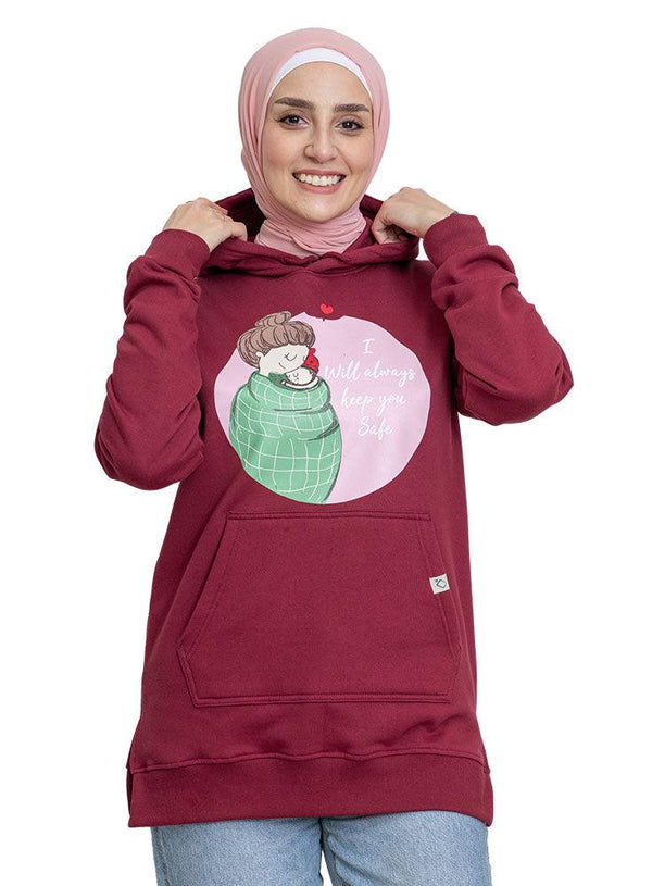 Brick Red Printed - HoodieV Design 62 - Khotwh