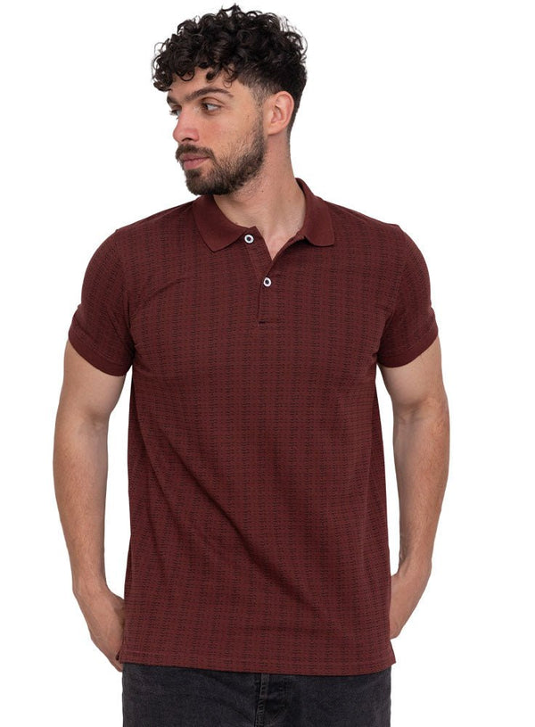 Brick Red Printed Polo Design 4 - Khotwh