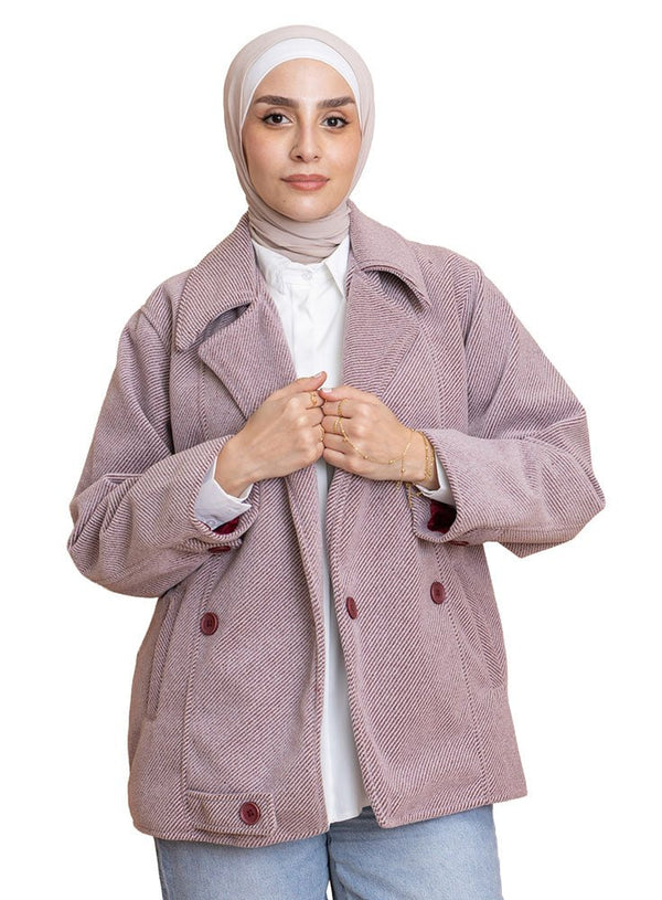 Brick Red RD - Short Jacquard Jacket - Khotwh