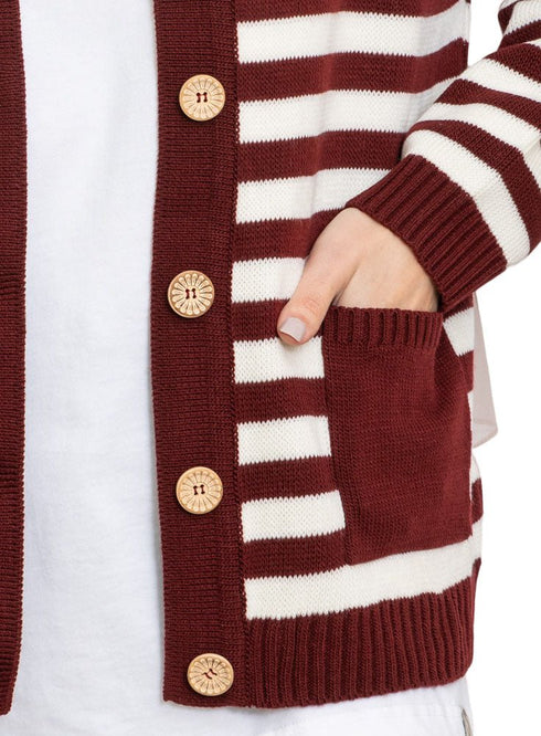 Brick Red S - buttons Cardigan - Khotwh
