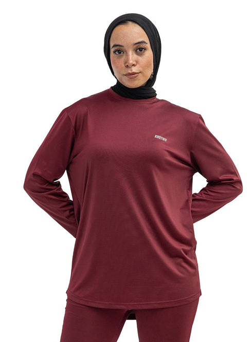 Brick Red Sporting Long-Sleeve T-Shirt - Khotwh