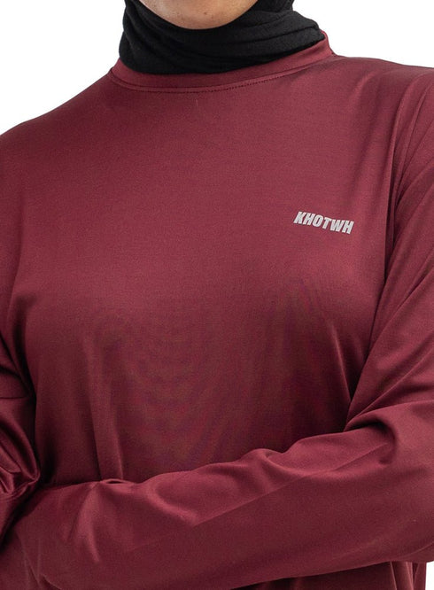 Brick Red Sporting Long-Sleeve T-Shirt - Khotwh