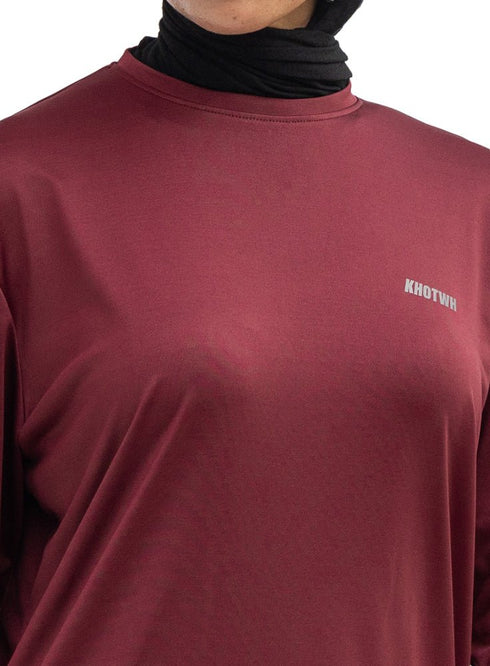 Brick Red Sporting Long-Sleeve T-Shirt - Khotwh