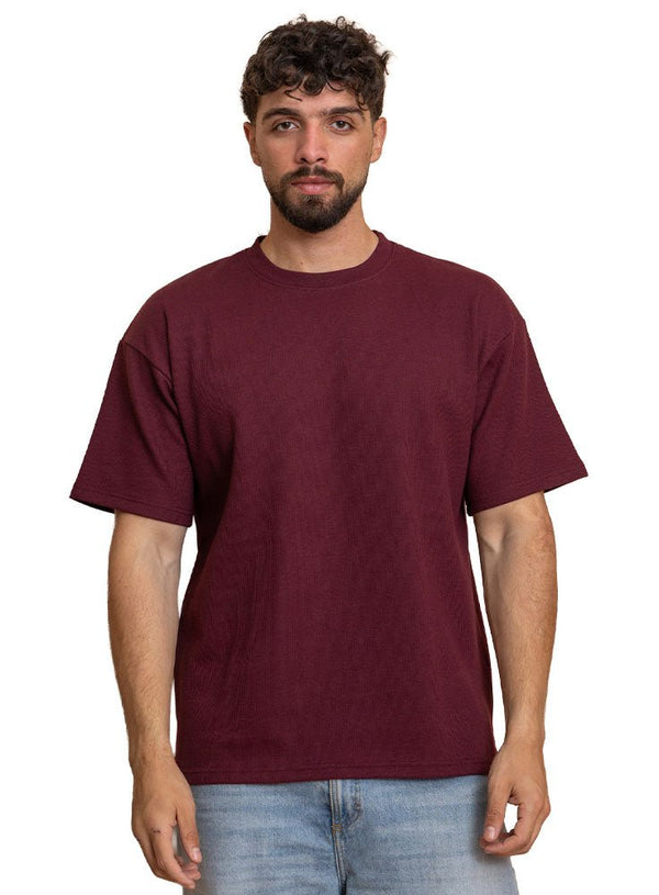 Brick Red Squares O.S Round T-Shirt - Khotwh