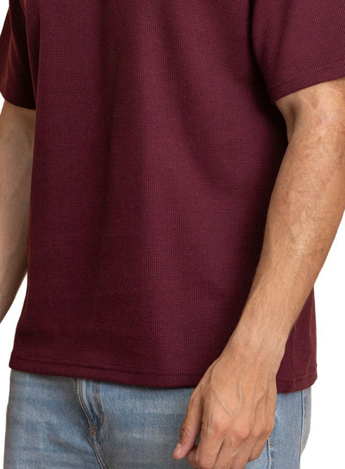 Brick Red Squares O.S Round T-Shirt - Khotwh