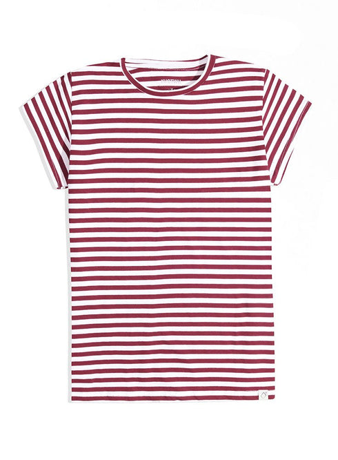 Brick Red Striped Short - Sleeve - Khotwh