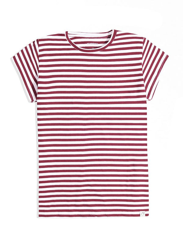 Brick Red Striped Short - Sleeve - Khotwh