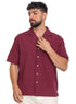 Brick Red Tennis Collar Linen Shirt - Khotwh
