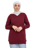 Brick Red V - Neck Knit Pullover - Khotwh