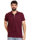 Brick Red Zipper Squares Polo Neck T-Shirt - Khotwh