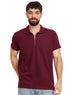 Brick Red Zipper Squares Polo Neck T-Shirt - Khotwh