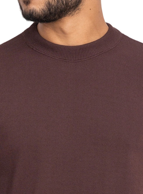 Brown Design 1151Knit Round T-Shirt - Khotwh