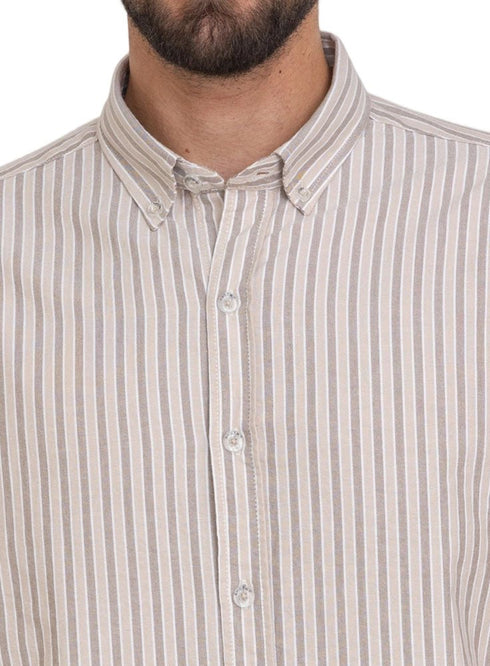 Brown - Design 2 Striped Oxford Shirt - Khotwh