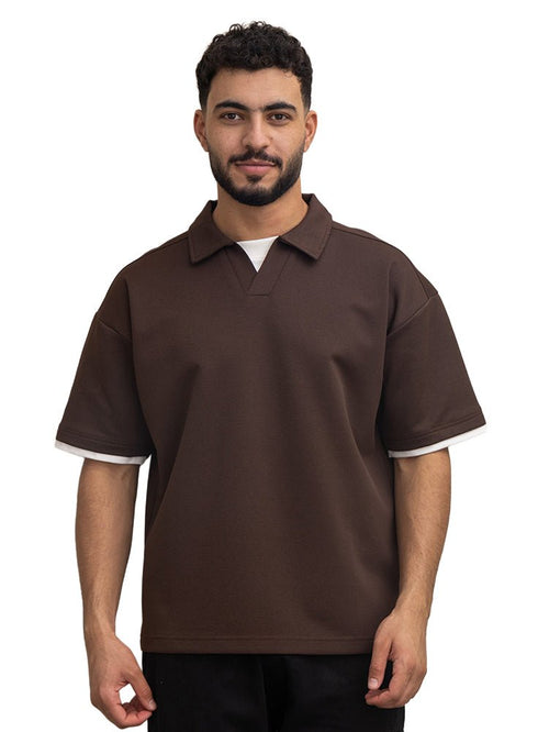 Brown Design 3068 NF - Polo Neck T-Shirt - Khotwh