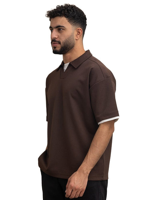 Brown Design 3068 NF - Polo Neck T-Shirt - Khotwh