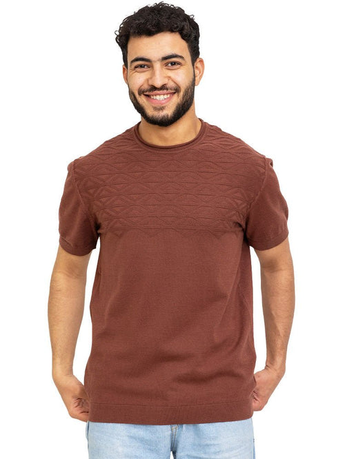 Brown Design 7520Knit Rount T-Shirt - Khotwh