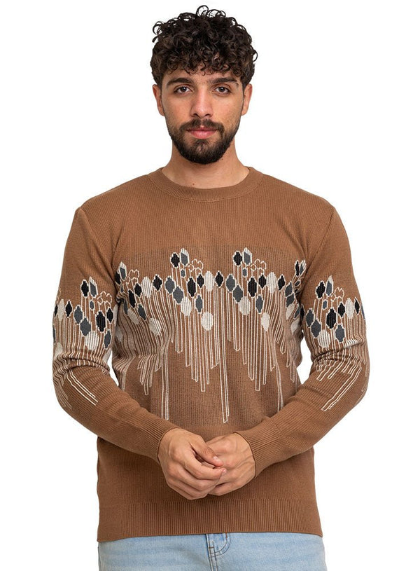 Brown - Design120 - 1 Br - Striped Pullover - Khotwh
