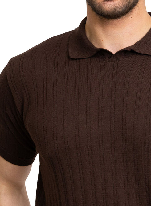 Brown F - Polo Neck Pullover - Khotwh