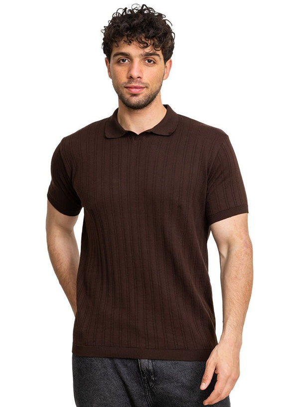 Brown F - Polo Neck Pullover - Khotwh