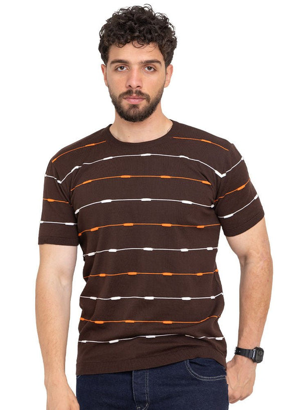 Brown F - S.Knit Round T-shirt - Khotwh