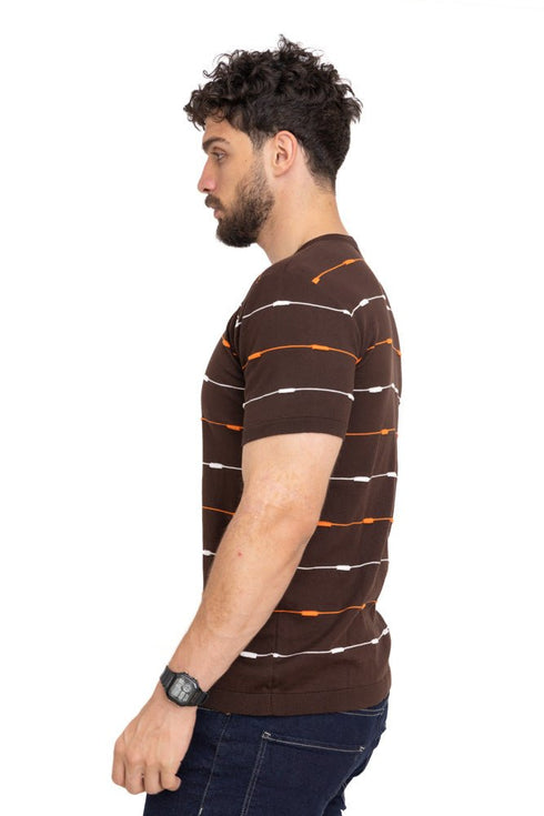 Brown F - S.Knit Round T-shirt - Khotwh