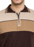 Brown F - Zipper Polo Knit T-Shirt - Khotwh