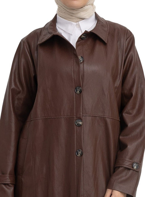 Brown - GS-Leather Coat - Khotwh