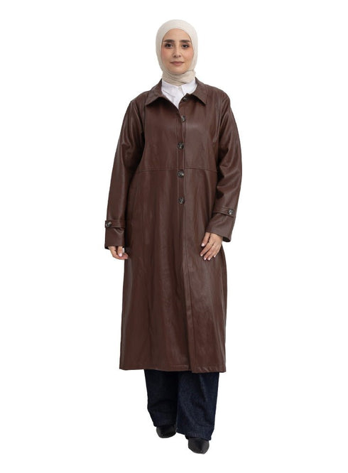 Brown - GS-Leather Coat - Khotwh