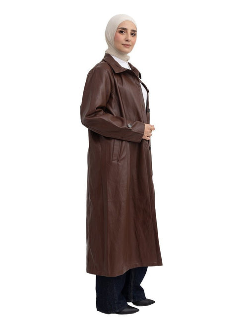 Brown - GS-Leather Coat - Khotwh