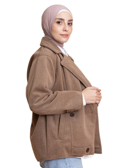 Brown RD - Short Jacquard Jacket - Khotwh